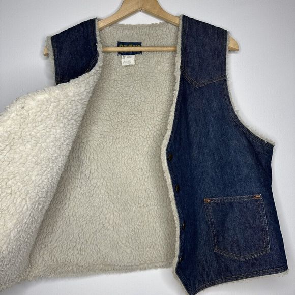 OshKosh B'gosh Mens Vest Sherpa Lined Blue Denim Vintage Men's X-Large‎ USA - Picture 6 of 12
